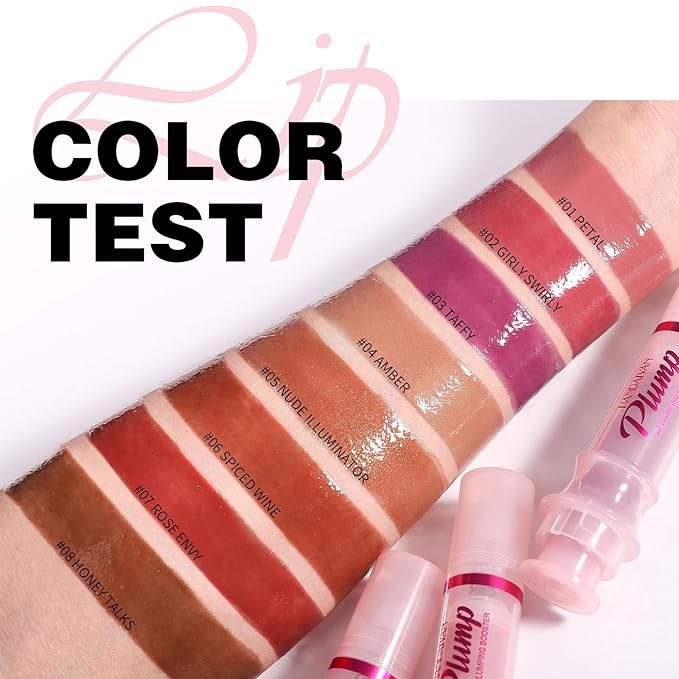 Erinde Lip Plumper Gloss, Natural Ginger Lip Plumping Booster Lip Plumping Oil, Ultra-Hydrating & Nourishing Plump Lip Plumper, Glossy Finish Fuller Lip Plumping Lip Gloss for Women Girls, G07