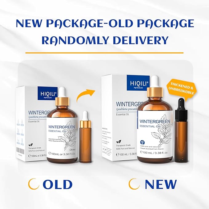 HIQILI Wintergreen Essential Oil,100% Pure Natural,for Diffuser-Inhalation Therapy - 3.38 Fl Oz