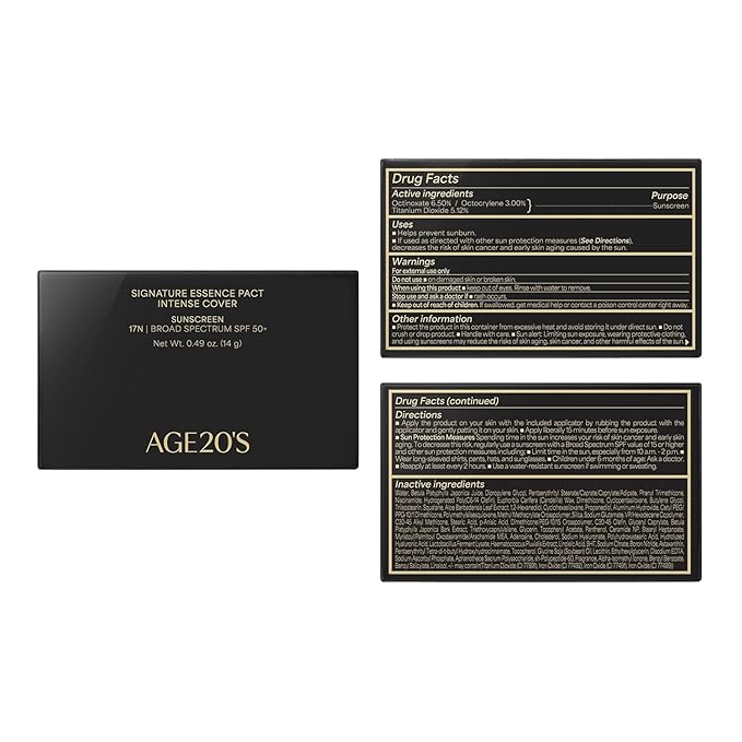 AGE20'S Signature Essence Pact SPF 50+ | Pack of 2 | 21N VANILLA | Cream Foundation, Dewy Finish, Natural Coverage | Korean Cushion Foundation