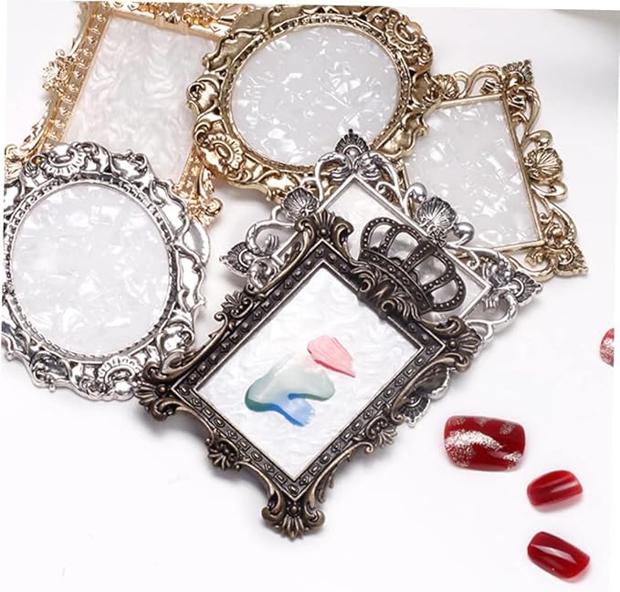 2 Pcs Nail Art Palette, Nail Art Painting Mixed Color Palettes Crown Nail Holder Retro Nail Art Display Board, Nail Art Display Tools Photography Props