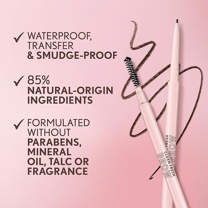 Covergirl Clean Fresh Brow Nano, 700 Black Brown, Eyebrow Pencil, Ultra-Precise Tip, Waterproof, Transfer-Resistant, Built-In Spoolie, Vegan Formula, 0.001oz