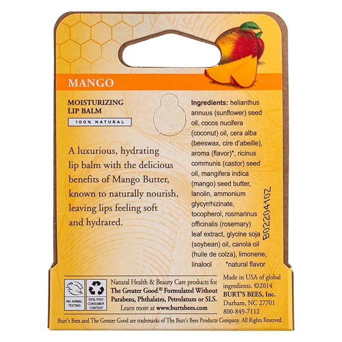 Burt's Bees Moisturizing Lip Balm, Mango