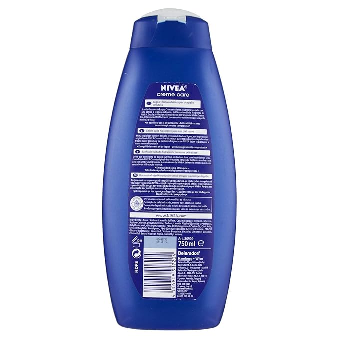Nivea Bath Cream Body Wash, Creme Care Original Scent - 25.36 Ounce (750ml) x Pack of 3