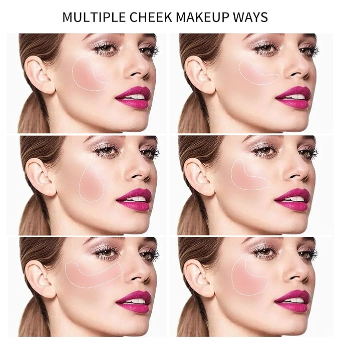 Boobeen Powder Blush Matte Blush, Highly Pigmented Beauty Cream Blush Palette for Create A Natural Cheek Flushed Look, Rich Colors (C-05)