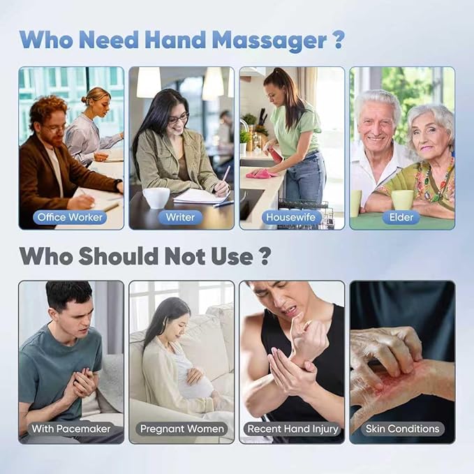 belhope Hand Massager with 9 Modes and 4 Heating Options for Hot and Cold Therapy Hand and Wrist Massager for Arthritis and Carpal Tunnel Relief, Hand Massager with Heat and Compression, White