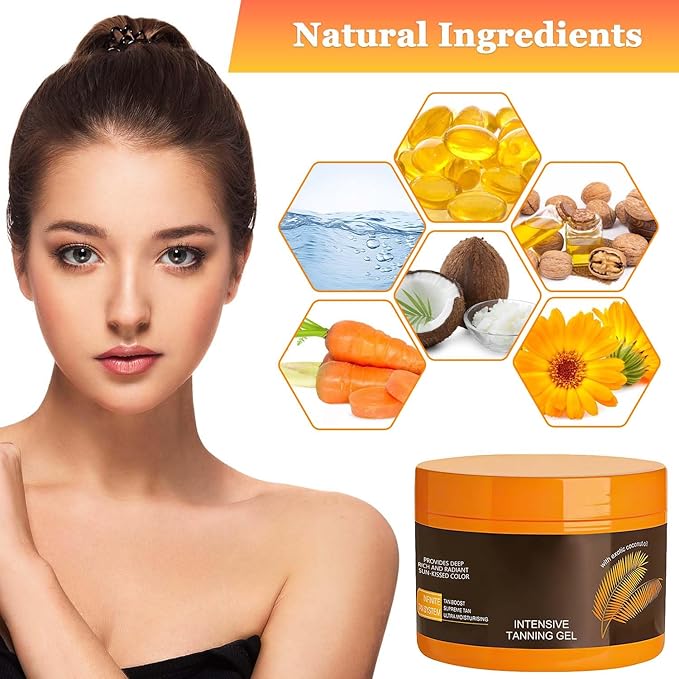 Luxury Intensive Tanning Gel, Natural Tanning Accelerator Lotion, Brown Tanning Gel, Natural Tanning Accelerator Cream Gel, for Sunbeds & Outdoor Sun (2pcs)