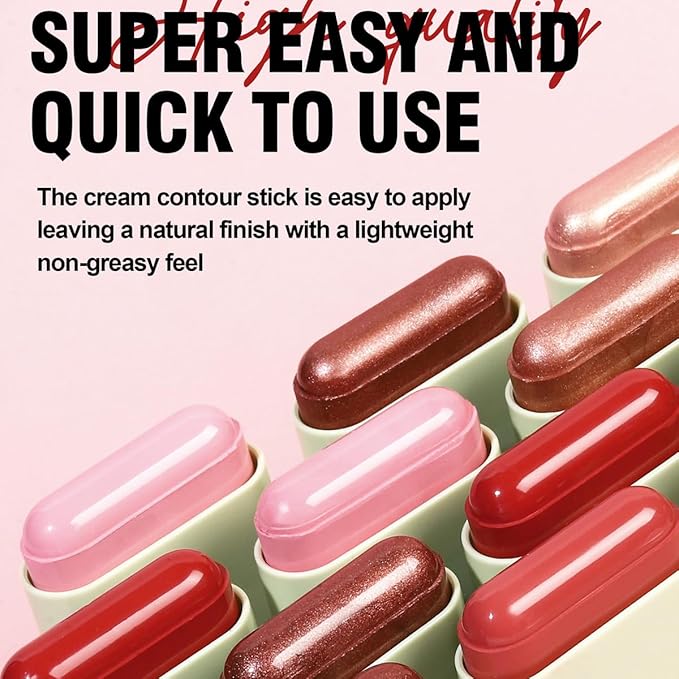 Multi-Use Makeup Blush Stick, Beauty Tinted Solid Blush Stick, 3-in-1 Cream Blush Stick for Cheek/Eyes/Lips, Waterproof Moisturizer Stick, Suitable for All Skin (06# Shine Orange)