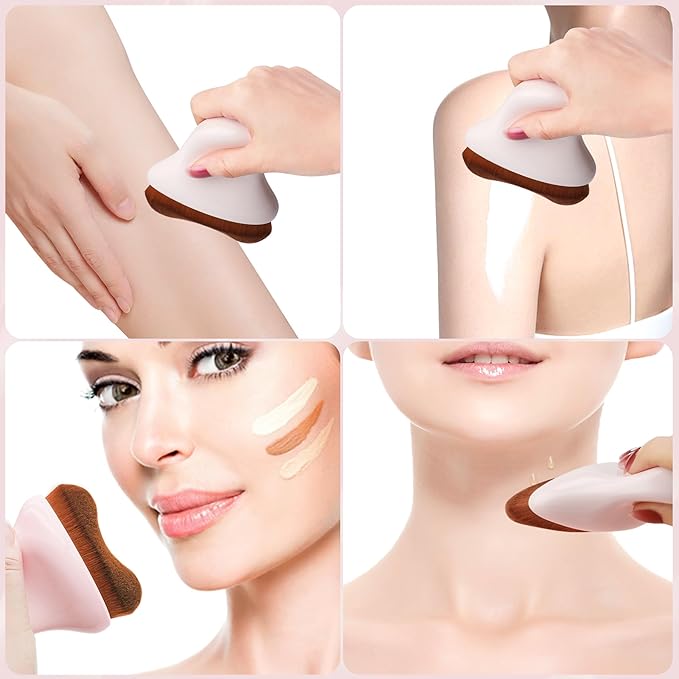 Self Tanner Brush - Kabuki Brush Body Leg Makeup Brush for Self Tanning Gel Tanning Lotion,Sunscreen - Self Tanning Mitt Bronzer Brush for Face Body Self Tan (Pink)