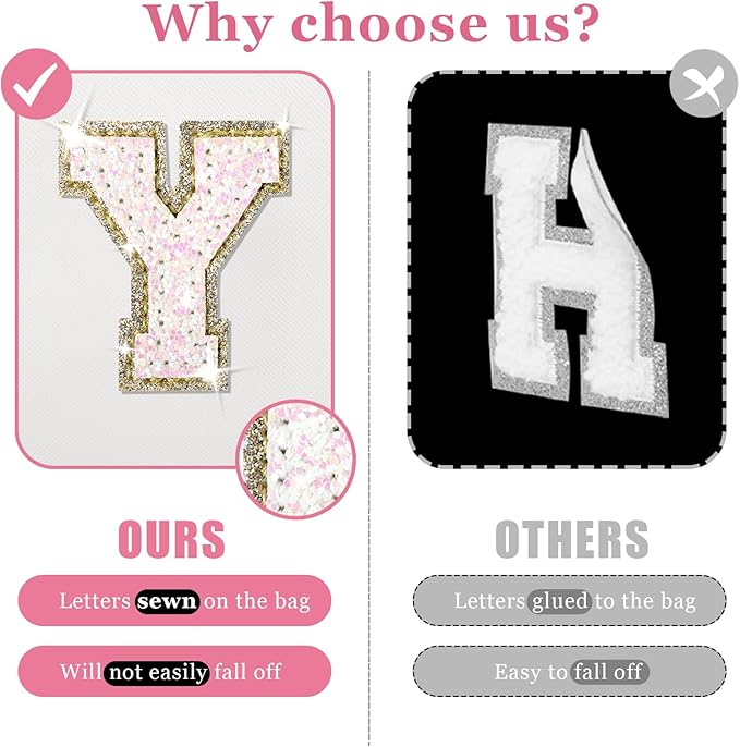 Initial letter patch makeup bag,