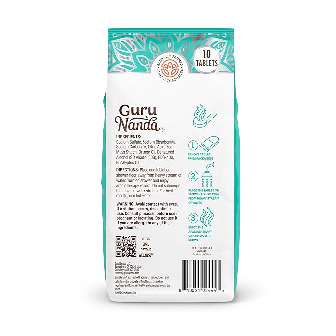 GuruNanda Uplift Shower Steamers for Aromatherapy (10 Pack), Relaxation Gifts for Women & Men with Essential Oils, Stress Relief, Home Spa & Self Care