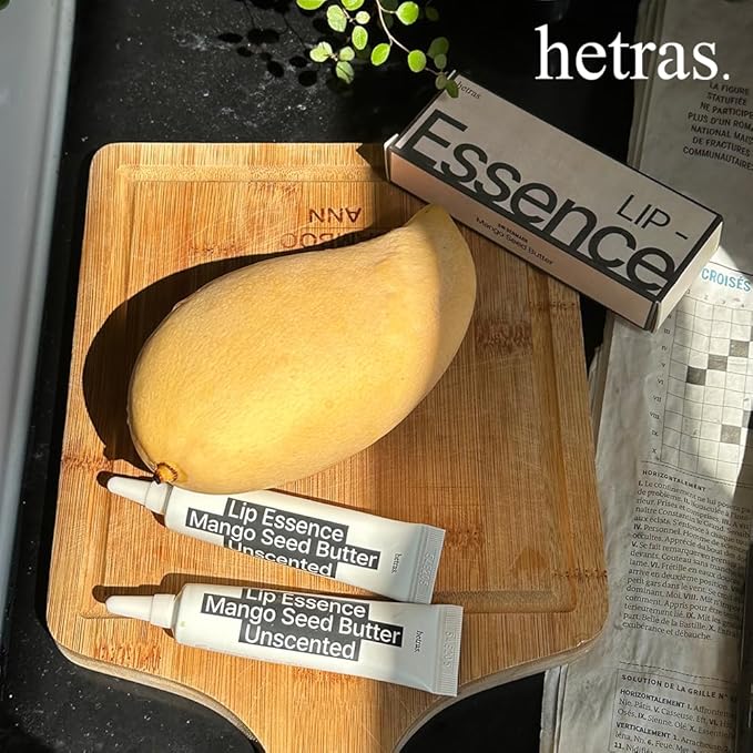 hetras Mango Seed Butter Lip Essence | Fragrnace Free Intense Hydration & Overnight Lip Mask for Soft, Glossy Lips | Daily Lip Treatment Jelly Balm for Dry Lips, 0.44 oz. 2 Pack