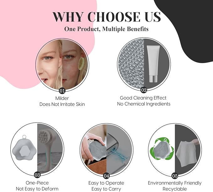 VWMYQ Silicone Face Scrubber - Exfoliating Face Scrubber for Women and Man, Gentle Facial Cleansing Brush Blackhead Acne Pore Pad Cradle Cap, Manual Soft Face Wash Brush for Deep Skin Care