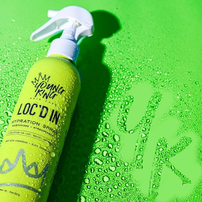 YOUNG KING HAIR CARE Daily Hydration Spray for Locs, Dreads, Braids, and Twists | Lemongrass and Black Castor Oil | Scalp Moisturizer, Dreadlock Spray - Natural Loc, Dreads Care and Maintenance (8oz)