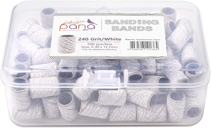 100 Pieces Large Nail Sanding Bands Professional Nail Manicure Great Fit for Nail Drill Bits for Acrylic Nails (240 Grit, Zebra)