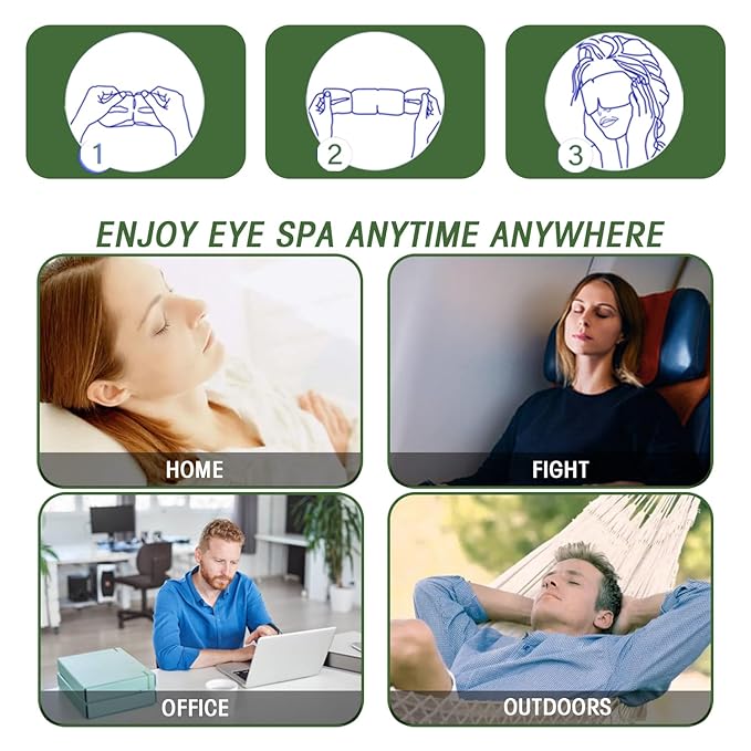 Steam Eye Masks for Dry Eyes, Heated Eye Mask Reduce Puffiness & Dark Circles, Hydrate & Soothe Tired Eyes, Travel Essentials, Business Trip, Party Favors, Green Tea 20 Packs