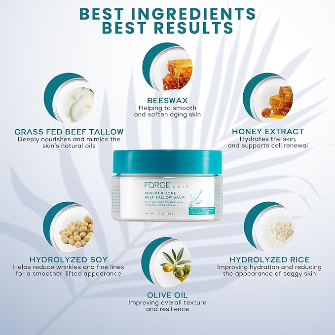 Original Sculpt & Tone Balm Beef Tallow for Skin Women |Grass Fed Beef Tallow and Honey Balm for Face | Under Eye Firming Cream Tightening Lifting Sagging Skin Beef Tallow Moisturizer