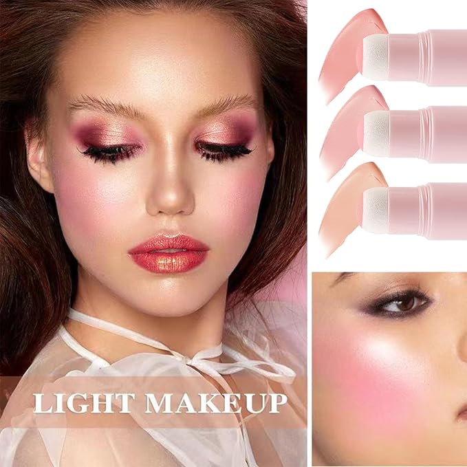 3P Cream Blush Stick with Brush,Waterproof Multi Cream Makeup K234