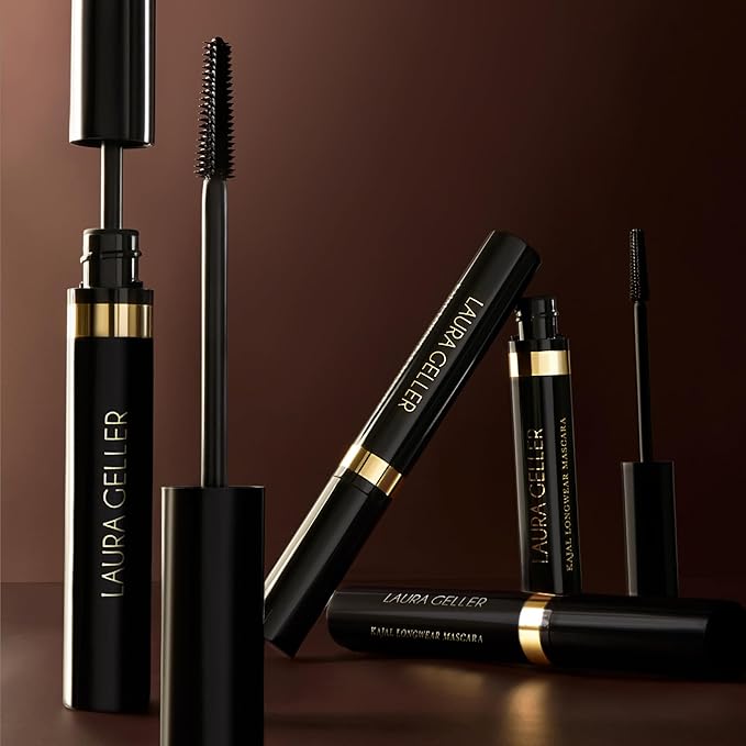 LAURA GELLER NEW YORK Kajal Longwear Mascara, Brown - Lengthening, Defining, Curling, Buildable Formula Eye Makeup - Natural Look for Everyday
