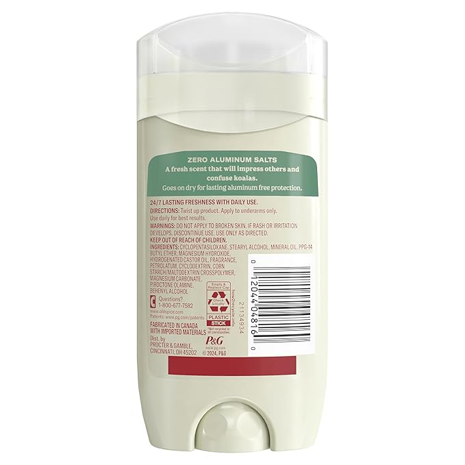 Old Spice GentleMan's Aluminum Free Dry Feel Deodorant for Men, 24/7 Lasting Freshness, Gentle on Skin with Skin Conditioners, Eucalyptus + Coconut Oil Scent, 3.0 oz (Pack of 3)