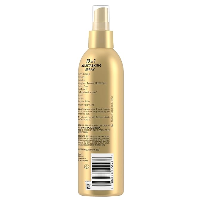 Pantene Miracle Rescue 10in1 Multitasking Spray - Heat Protection, Detangles, Repairs Damaged, Dry Hair, Improves Shine, Leave-In Conditioning Treatment with Keratin and Pro-Vitamin B5, 5.7 oz