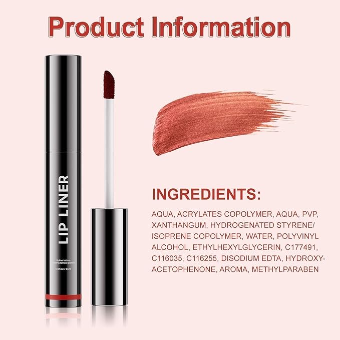 Lip Stain Peel Off - Lip Liner Waterproof, Lip Liner Stain Transfer Proof & Plumping, Moisturizing Non-Stick Cup Matte Finish Stay On All Day, Cocoa Color