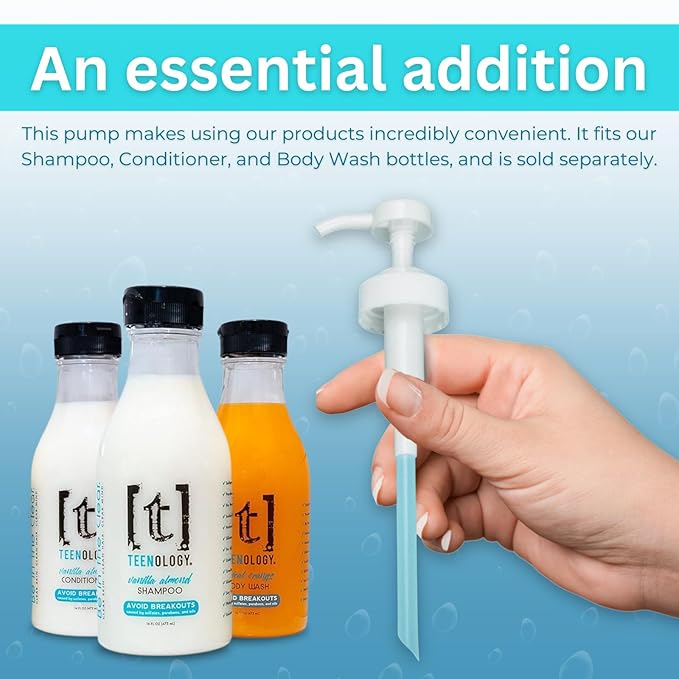 Teenology Shampoo for Teens - Avoid Forehead and Body Acne - No Sulfates or Parabens, Noncomedogenic, Natural Botanical Extracts, 16 oz. (Sweet Mint)