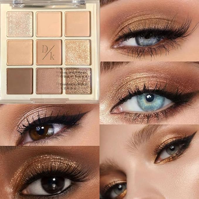 Eyeshadow Palette Makeup- 9 Colors Eyeshadow Palette Matte Shimmer Korean Natural Eye Shadow palettes Highly Pigmented Naturing-Looking Long Lasting (17#)