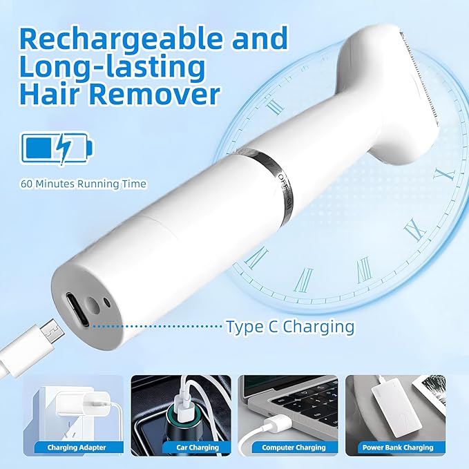 Bikini Trimmer for Women, 7 in 1 Electric Razor, Hair Trimmer for Face Nose Eyebrow Legs Arm Armpit Bikini, Waterproof, Painless Rechargeable Body Shavers Set