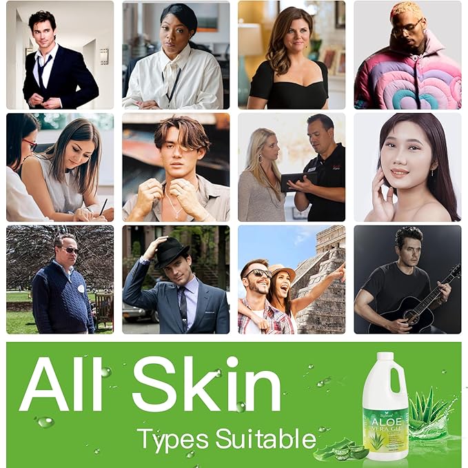 Aloe Vera Gel, 100% Aloe Vera Extracted from Freshly Cut Pure Aloe Leaves, Pure Aloe Vera Gel for Skin Care like Deeply Soothing, Firming, After Shave, Sunburn Relieve(Family Pack)