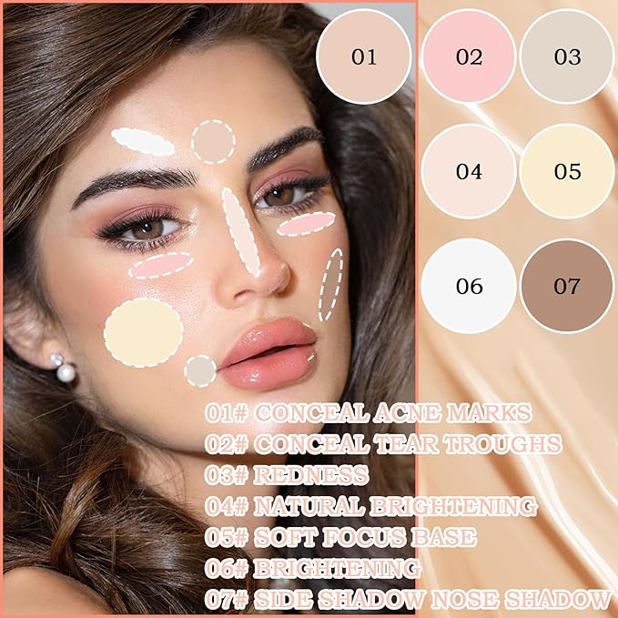 7 Colors Concealer Contour Palette,Correcting Concealer Makeup Palette