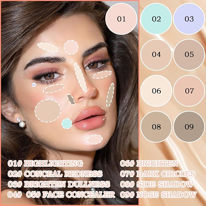 9 Colors Concealer Contour Palette,Correcting Concealer Makeup Palette
