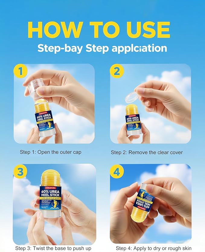 Urea Cream 60 Percent - Maximum Strength Foot Cream for Rough, Dry Cracked Feet Hands and Elbows, Urea Stick Callus Remover Skin Softener Hydrating Balm 2 Pack (1.41oz Each)