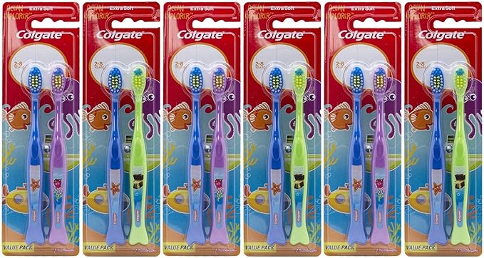 Colgate Ocean Explorer Extra Soft Kids Toothbrush, 2 Count (Pack of 6) Total 12 Toothbrushes