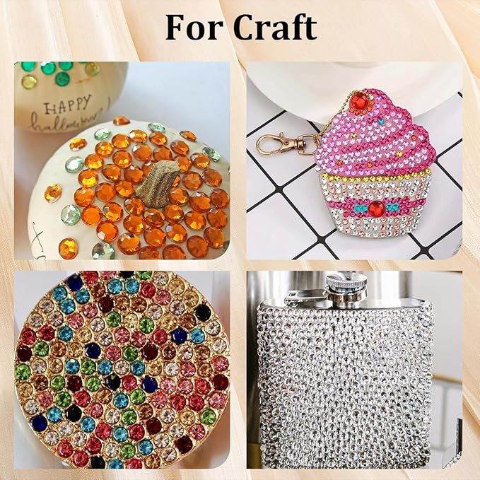 Colorful Face Gems for Makeup Set, Flatback Gorgeous Charming Mixed-Colored Chameleon Crystals with Makeup Glue+Picker Pencil+Tweezer+Dual-End Dotting Tool for Eye Body Hair Make-up and Nail Art Deco