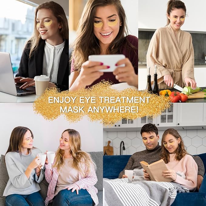 Under Eye Patches for Puffy Eyes: 60PCS Collagen Eye Gels Pads - 24K Gold Under Eye Mask - Reduce Dark Circles & Bags - Skin Eye Care Products