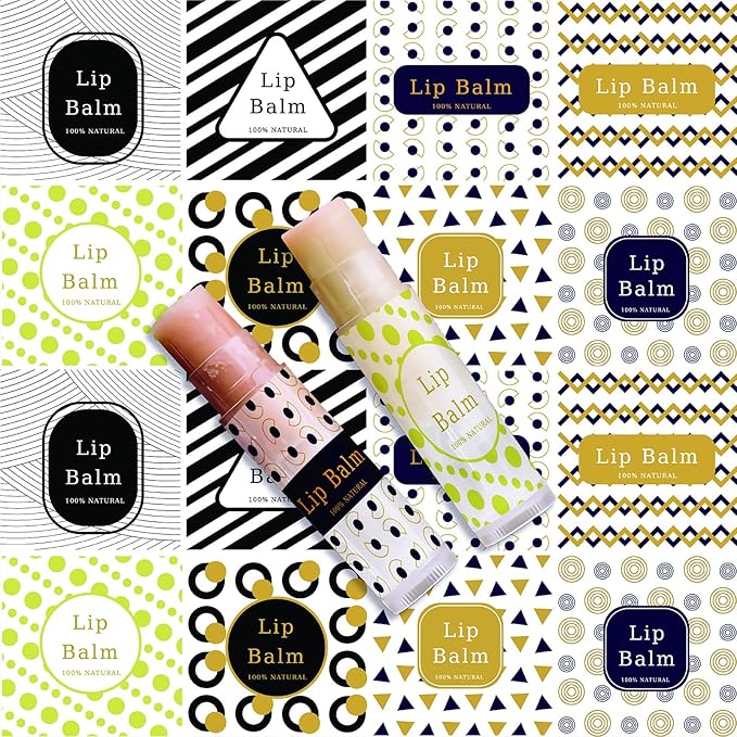 CRASPIRE Lip Balm Labels 80pcs Homemade Container(Geometry)