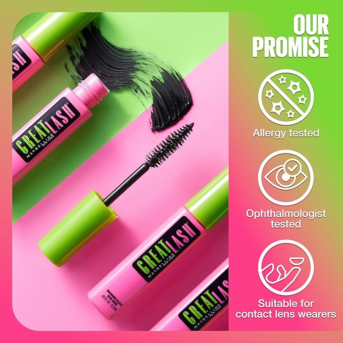 Maybelline Great Lash Washable Mascara Makeup, Volumizing Lash-Doubling Formula That Conditions As It Thickens, Brownish Black, 1 Count