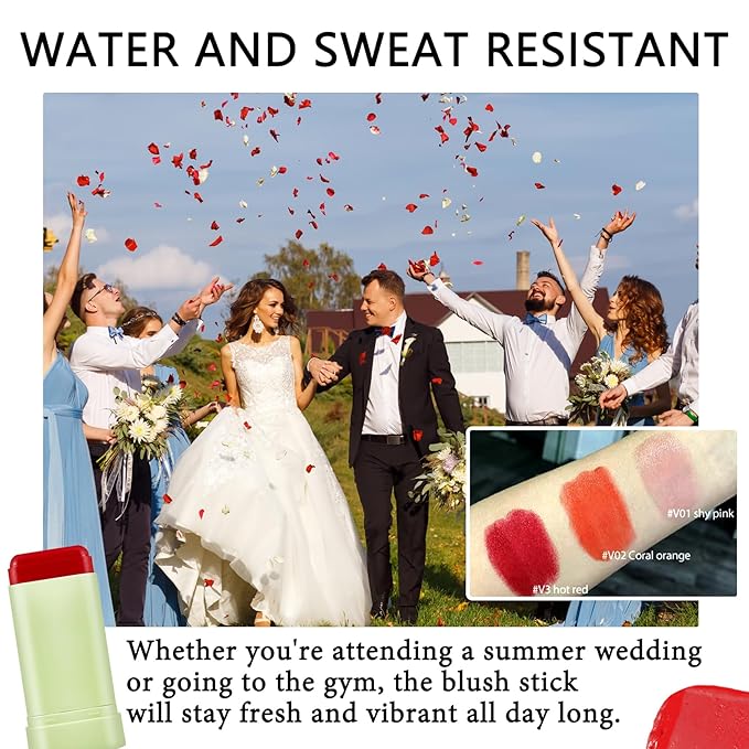 Cream Blush Sticks for Cheeks Gift Set with Makeup Sponges,Lightweight Solid Makeup Blush Stick,Waterproof Cheek Blusher Moisturizer Sticks,Multi-Use Face Stick Kit for Lips,Cheeks and Eyes