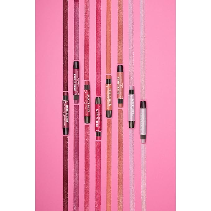 Burt's Bees Shimmer Lip Tint Set, Tinted Lip Balm Stick, Moisturizing for All Day Hydration with Natural Origin Glowy Pigmented Finish & Buildable Color, Peony (4-Pack)