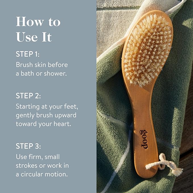 goop Beauty Dry Brush | Detoxifying Body Exfoliator | Wooden Handle with Natural Biodegradable Sisal Fibers | Sweeps Away Dead Skin | FSC Certified