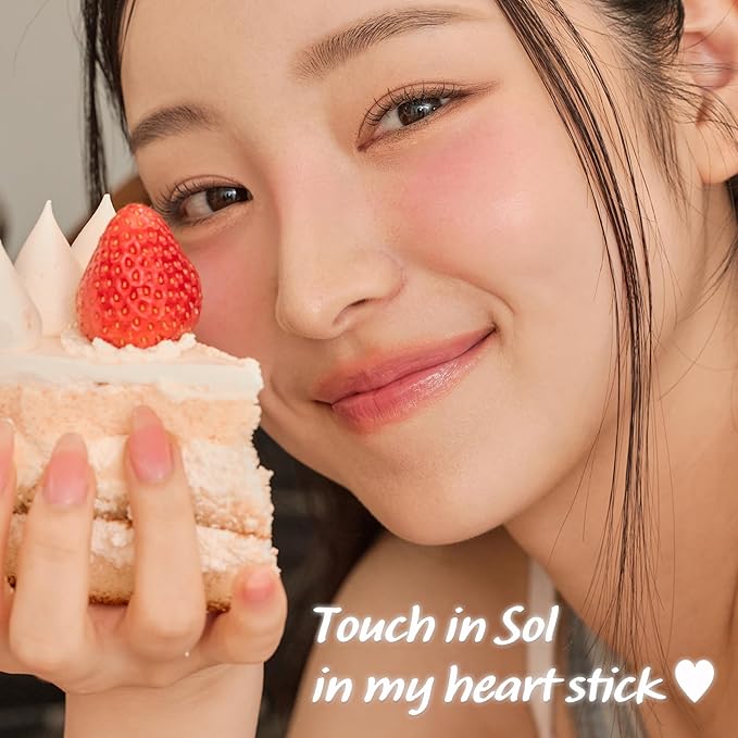 Touch in Sol In My Heart Stick Blush (#Punchy Pink) – Cream Blush Stick for Cheeks, Eyes & Lips – Korean Makeup Cheek – Creamy, Blendable Milk Blusher for Dewy Glow, Natural Finish, k beauty, 0.21 Oz