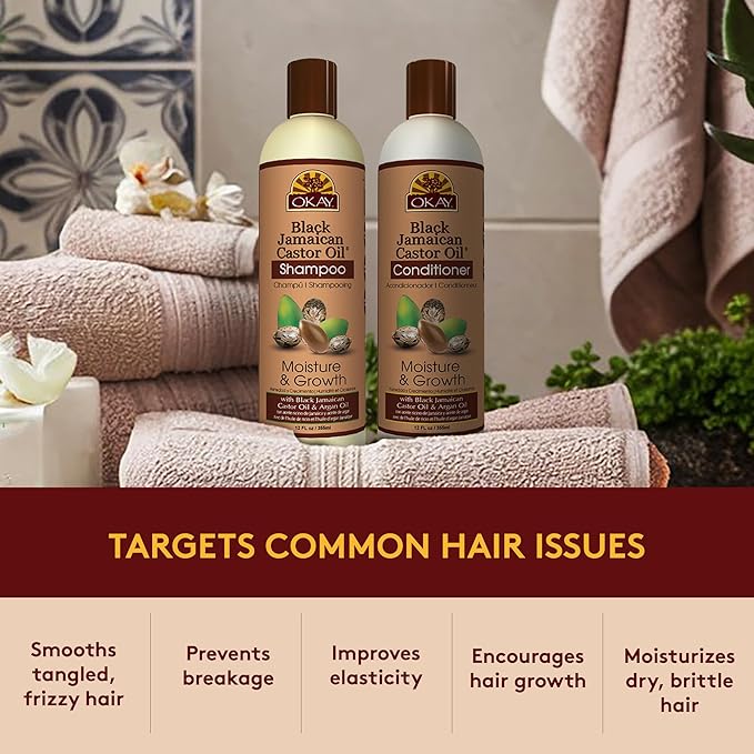 OKAY-Shampoo and Conditioner Black Jamaican Castor Oil Hair Care Set Moisture and Growth - Set Of 2