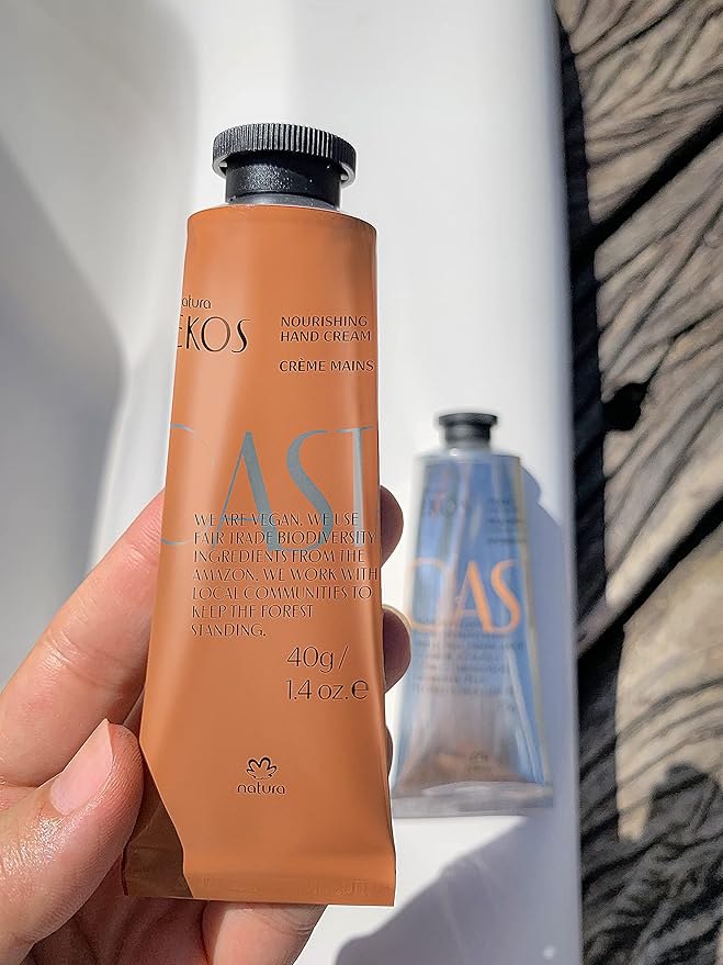 Natura - Brazil Nut Hand Cream - Anti-Dryness Castanha Hand Balm - 24-Hour Deep Hydration Skin Moisturizer - Vegan Skin Care - Brazilian Beauty Secrets - Self Care & Body Care - 1.4oz (40g)