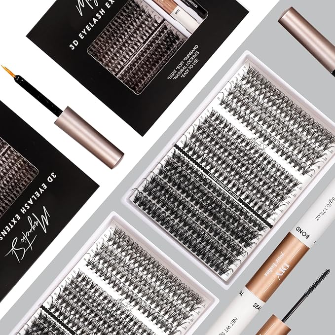 DIY Lash Extensions Kit 320pcs Individual Lashes Clusters 30D 40D 60D D Curl Eyelash Extension Kit with Applicator and Lash Bond&Seal, Lash Remover For False Eyelash Mix 11-20mm (30D+40D+60D KIT)