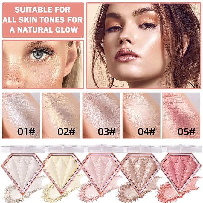 2PCS Pearl White Highlighter Makeup Palette Face Powder