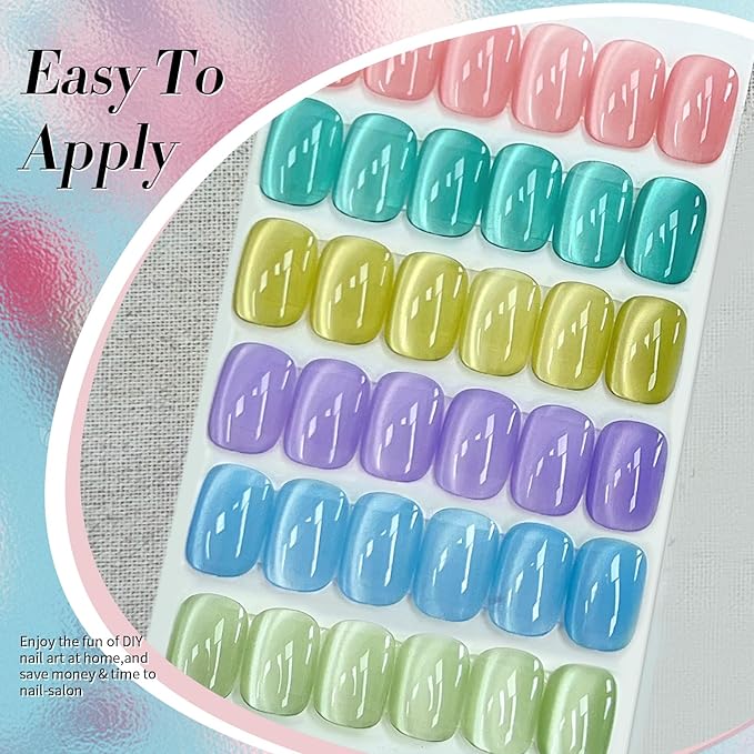 BORN PRETTY Magnetic Gel Nail Polish Pastel Water Light Cat Magnetic Eye Gel Jelly Glass Crystal Magnetic Gel Polish Glitter Shimmer Auroras Magnetic Gel Nail Art Manicure Kit 6PCS