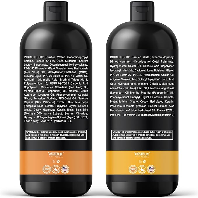 Tea Tree Oil Shampoo and Conditioner Set with Biotin, DHT Blockers, Itchy Scalp Relief, Supports Thicker-Looking Hair, Cleanses Dandruff & Buildup, For Men & Women, Made in USA, 16 fl oz Each