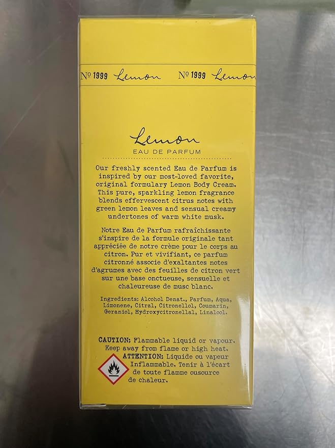 C.O. Bigelow Lemon Eau de Parfum No.1999, Lemon Perfume with Citrus & White Musk, 3.4 fl oz., Vegan & Paraben Free Perfumes