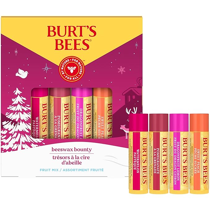 Burt's Bees Lip Balm Gift Set, Beeswax Bounty Fruit Mix, 0.15 Oz, 4 Count