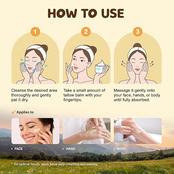 Vigority Beef Tallow and Honey Balm: Organic Grass Fed Whipped Beef Tallow for Skin - Beef Tallow Face Moisturizer Infused with Manuka Honey, Beeswax and Olive Oil - 2 oz, Unscented